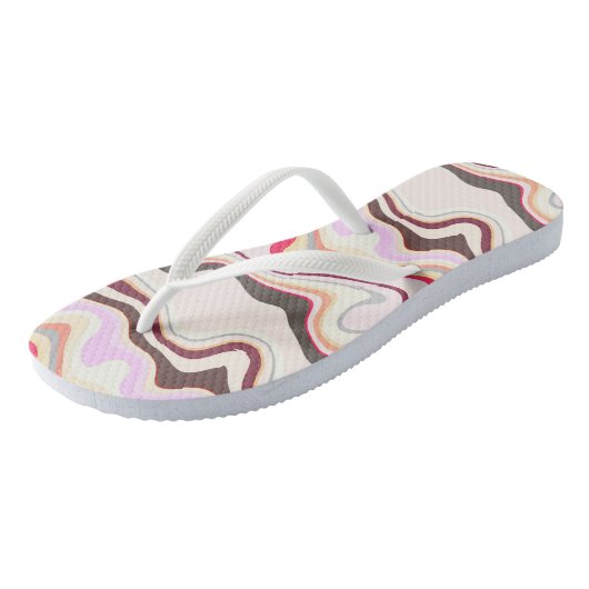 Tongs Rayures ondulées rose et gris (Incliné)