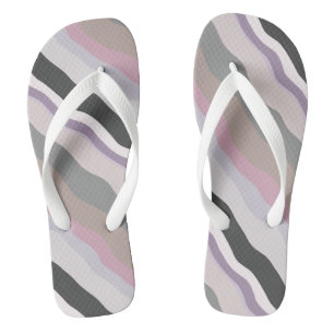 Tongs Rayures ondulées roses et violettes