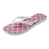 Tongs Rayures rouges, blanches et bleues et cœurs (Incliné)
