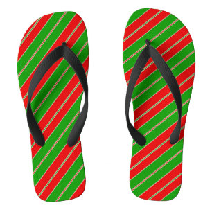 Tongs Rayures rouges et vertes