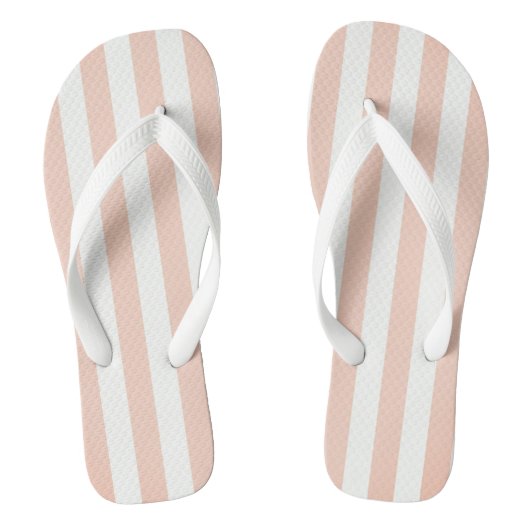 Tongs Rayures verticales abricot et blanc (Semelle)