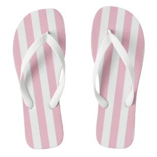 Tongs Rayures verticales roses et blanches