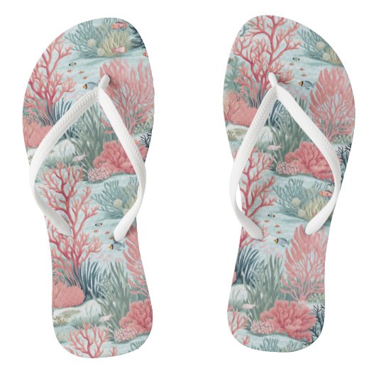 Tongs Récif de corail vert clair et rose (Semelle)