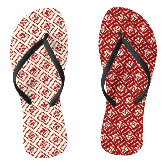 Tongs Rectangle double bonheur Mariage chinois classique (Semelle)