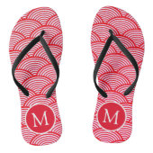 Tongs Red and White Scallop Pattern Monogram (Semelle)