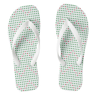 Tongs Red Green Chevron Zigzag Motif Dots Noël