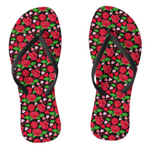 Tongs Red Roses Flower Lover Hearts Happy Valentines day