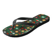 Tongs rennes de noël, biscuit, plaid de buffle vert   (Incliné)
