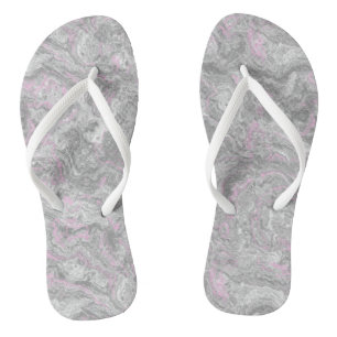 Tongs Résumé de marbre tourbillonnant rose et gris
