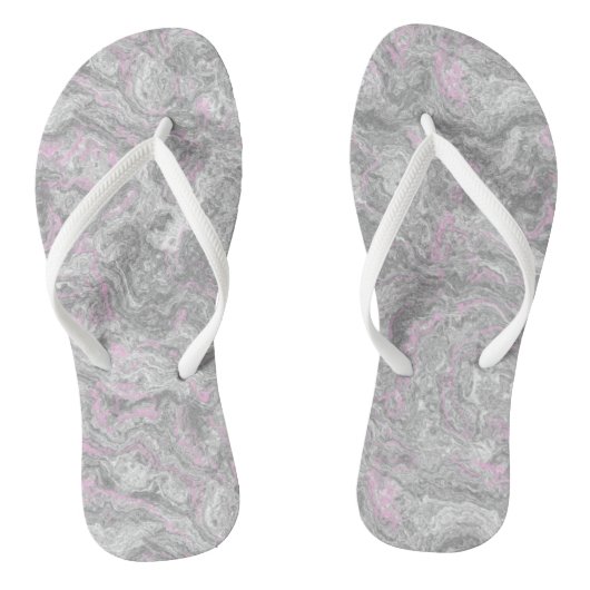 Tongs Résumé de marbre tourbillonnant rose et gris (Semelle)