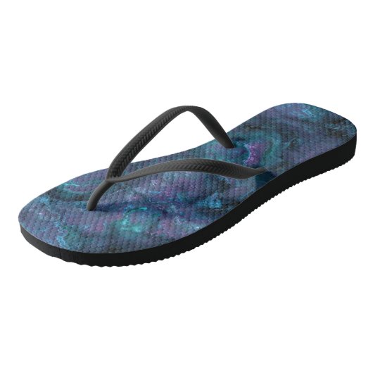 Tongs Résumé de marbre turquoise et violet (Incliné)