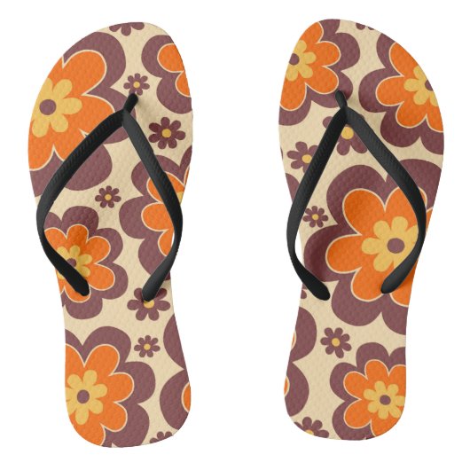 Tongs Retro 1960s Style Floral (Semelle)