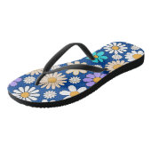 Tongs Retro Daisy Motif Simple.01. BG bleu (Incliné)