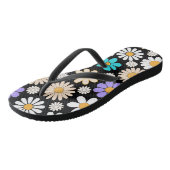 Tongs Retro Daisy Motif Simple.01. BG noir (Incliné)