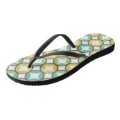 Tongs Retro Diamond dans Circle Pattern Blue Green Gold (Incliné)