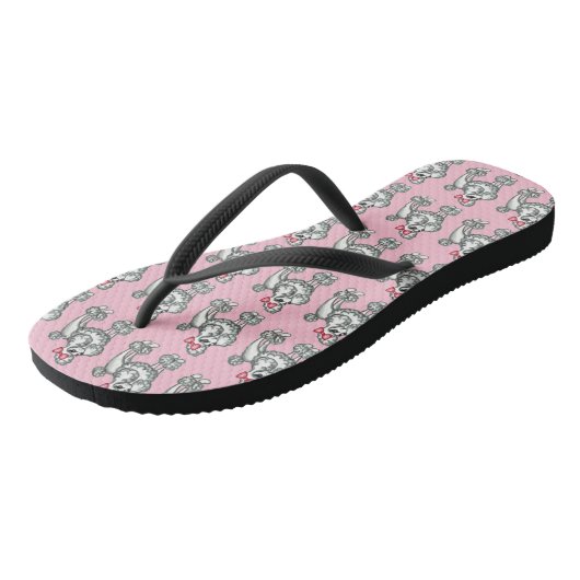 Tongs Retro Français Poodle Flip Flops Cadeau (Incliné)