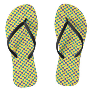 Tongs Rétro Moderne Milieu de Siècle Points Colorés Mult