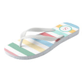 Tongs Retro Pastel rayures avec votre Monogramme (Incliné)