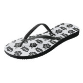 Tongs Retro Tiki Black and White Pattern (Incliné)