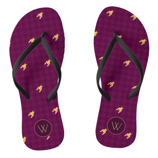 Tongs Rose avec l'or Accent Houndstooth Flip Flops (Semelle)