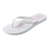 Tongs Rose Blanc Moderne Personnalisé Flip Flops (Incliné)