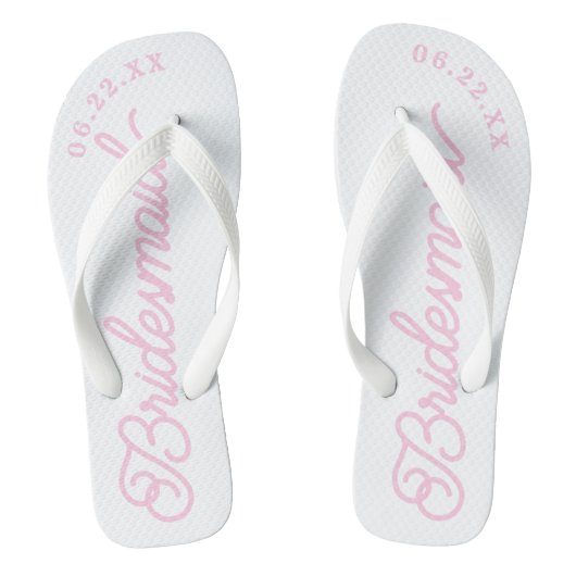 Tongs Rose Blanc Moderne Personnalisé Flip Flops (Semelle)