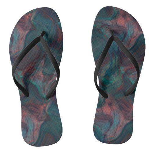 Tongs Rose, Bleu et Turquoise bracelet en marbre Abstrai (Semelle)