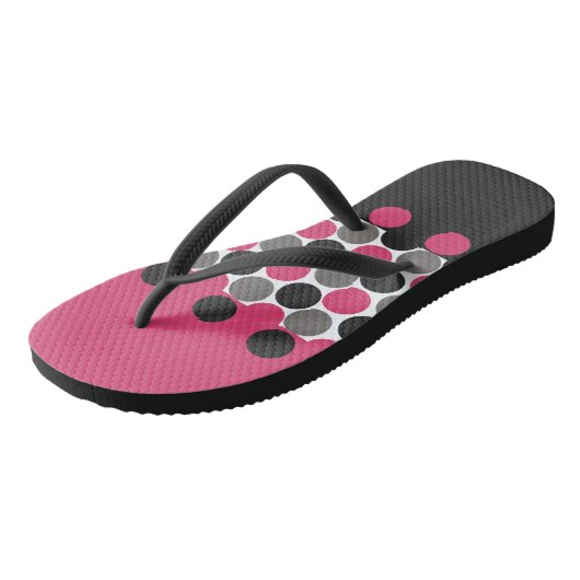 Tongs Rose et Gris Polka Point    (Incliné)