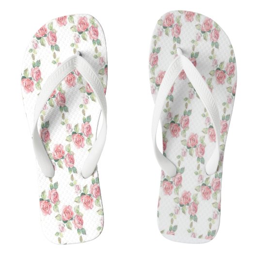 Tongs Rose Florale Rose Chic Usé (Semelle)