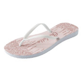 Tongs Rose or parties scintillant gouttes de nom script  (Incliné)