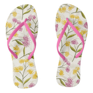 Tongs Roses jaunes et violettes