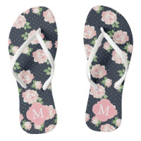 Roses Vintages rose et bleu Monogramme