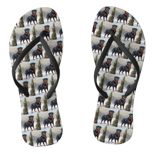 Tongs Rottweiler dans la neige Noël (Semelle)