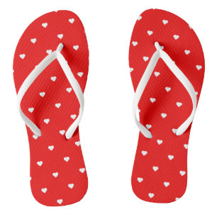 Tongs Rouge avec des cœurs blancs
