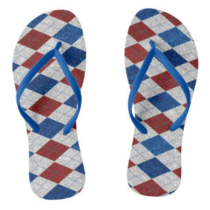 Tongs Rouge, Blanc, Bleu Argyle Juillet 4 Paillettes