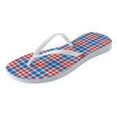 Tongs Rouge blanc et bleu plaid (Incliné)