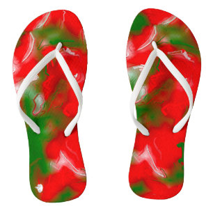 Tongs Rouge, blanc et vert Abstrait