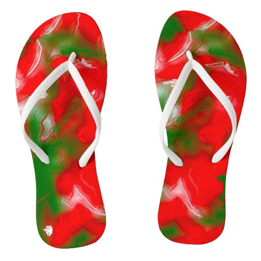 Tongs Rouge, blanc et vert Abstrait (Semelle)