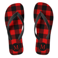 Rouge et noir carreau buffalo avec monogramme