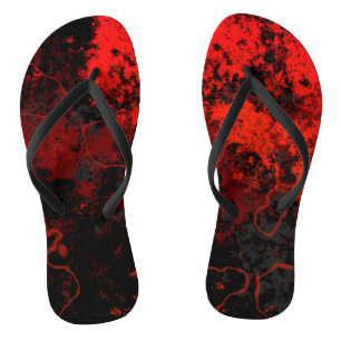Tongs Rouge, Noir et Gris Marbre Abstrait