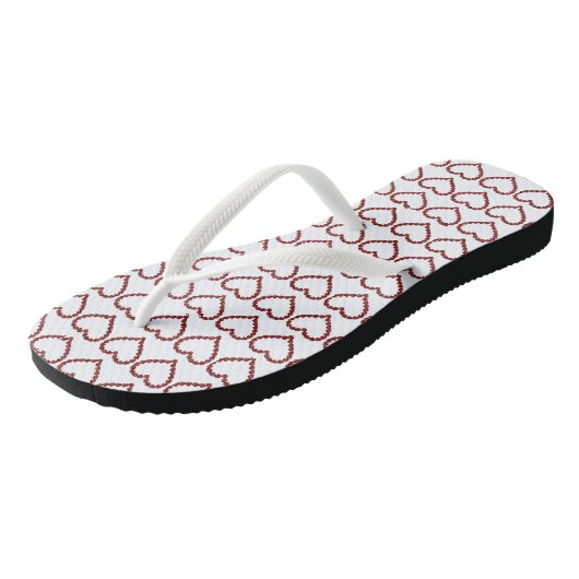 Tongs Rouge Ruby Gemstone Heart Flip Flops (Incliné)