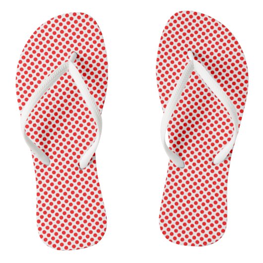 Tongs Rouge sur blanc Pois de petite taille (Semelle)
