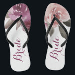 Tongs Russe aquarelle fleurie mariée mariage de automne<br><div class="desc">Ambiance romantique à la main,  couleur violet,  pêche et bordeaux rose design floral et rose vif dentelle vintage. Chic et élégant,  grand flip flop pour la mariée en mariage vintage,  mariage rustique ou mariage campagnard à l'automne. Voir toutes les pièces correspondantes dans la collection ci-dessous.</div>
