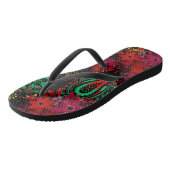 Tongs Rustique Paisley Floral Boho Paint Splash Print (Incliné)