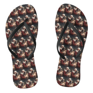 Tongs Saint Bernard avec le Père Noël Fête de Noël