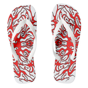 Tongs Saint-Valentin Tatouage Tribal des Coeurs rouges
