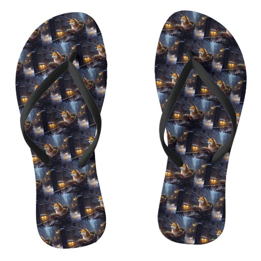 Tongs Saison de Noël de Shiba Inu (Semelle)