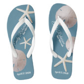 Tongs Sand Dollar et Starfish Beach avec nom et date (Semelle)