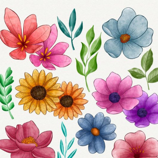 Tongs Sandales à fleurs à l'aquarelle