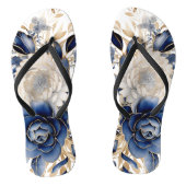 Tongs Sandales à fleurs bleu, blanc et or (Semelle)